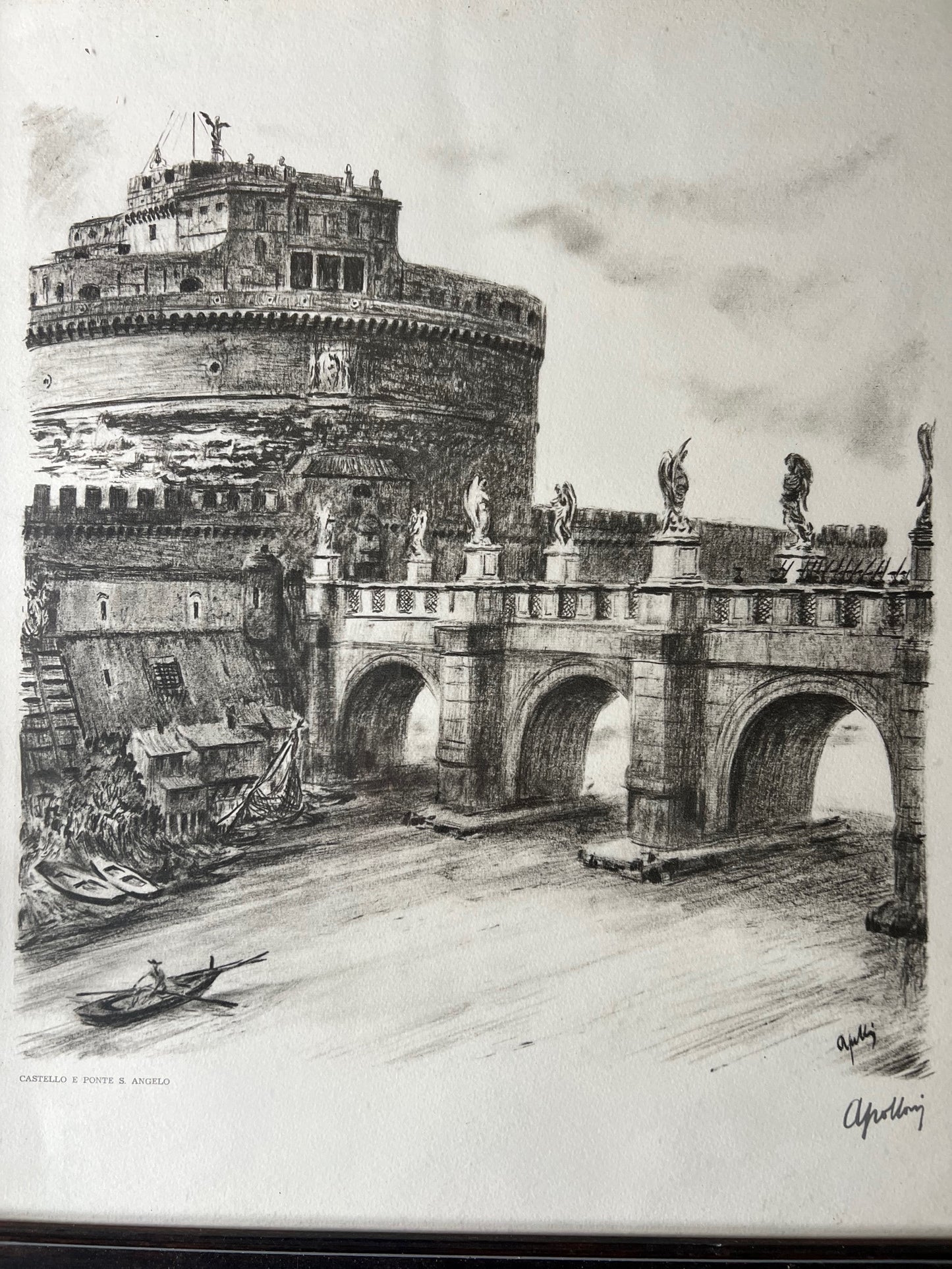 Apolloni Livio (1904 - 1967) 4 Vedute classiche di Roma con cornici cm 50 x 43
