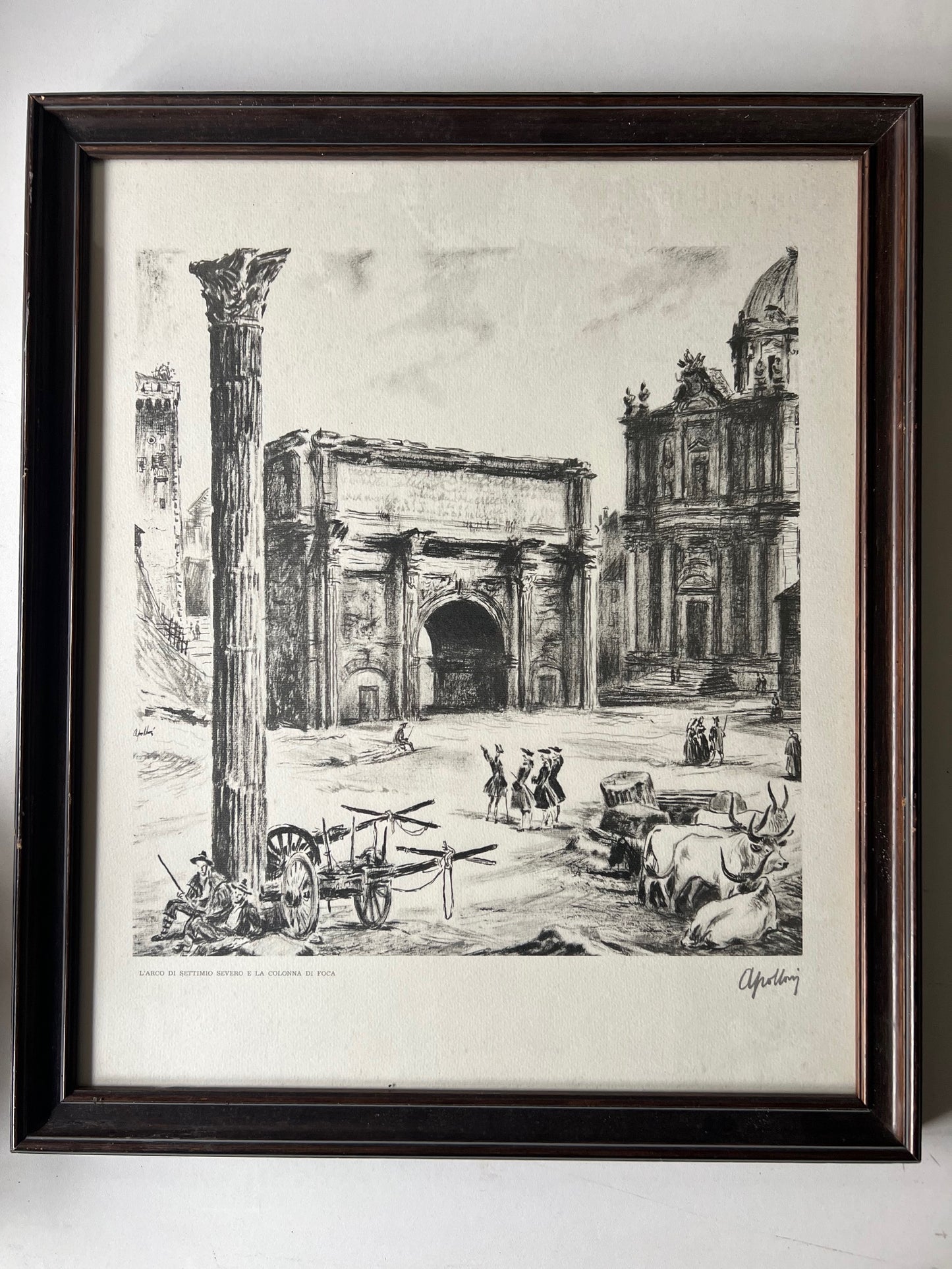 Apolloni Livio (1904 - 1967) 4 Vedute classiche di Roma con cornici cm 50 x 43