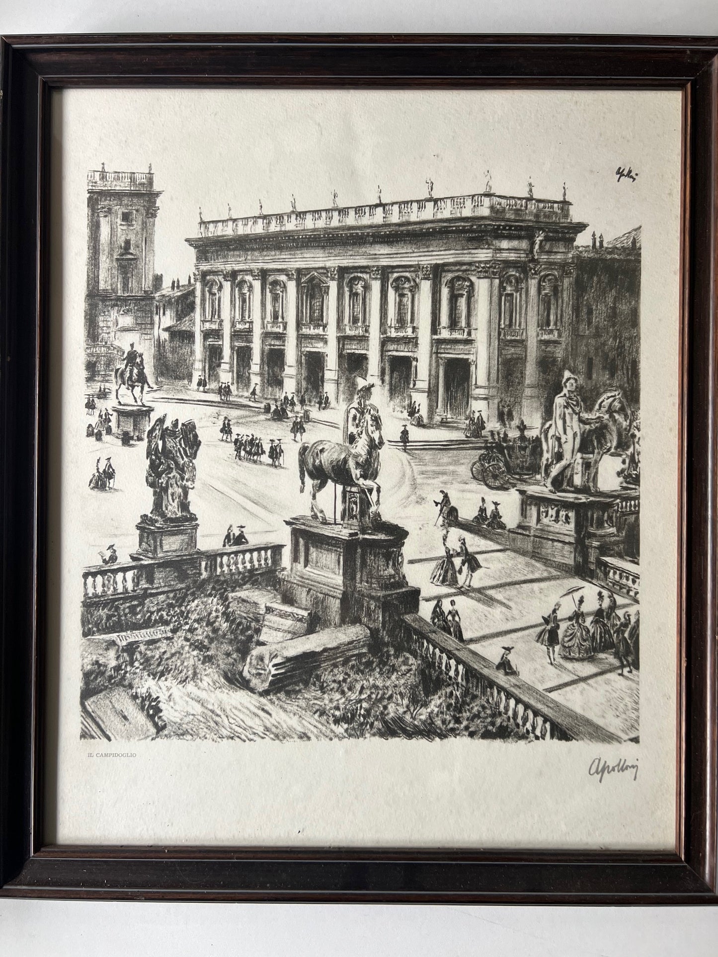 Apolloni Livio (1904 - 1967) 4 Vedute classiche di Roma con cornici cm 50 x 43
