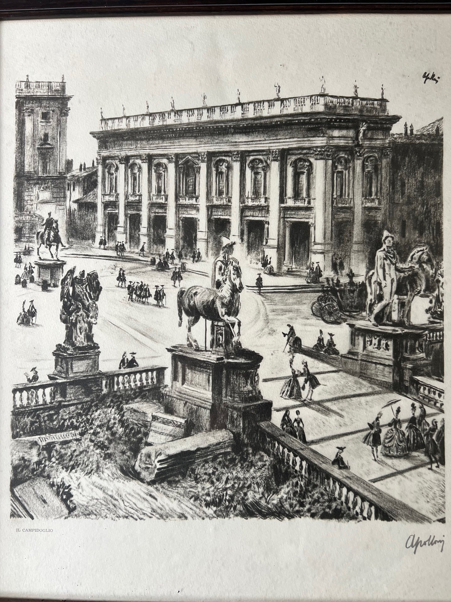 Apolloni Livio (1904 - 1967) 4 Vedute classiche di Roma con cornici cm 50 x 43
