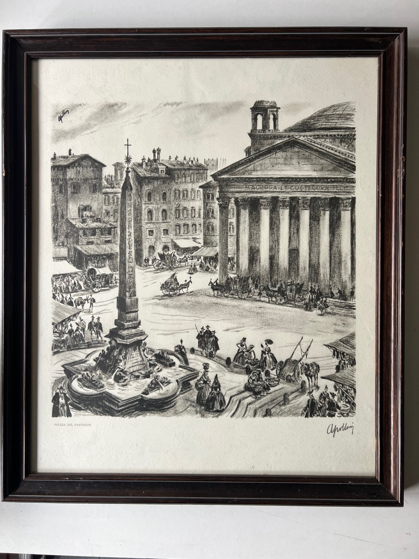Apolloni Livio (1904 - 1967) 4 Vedute classiche di Roma con cornici cm 50 x 43