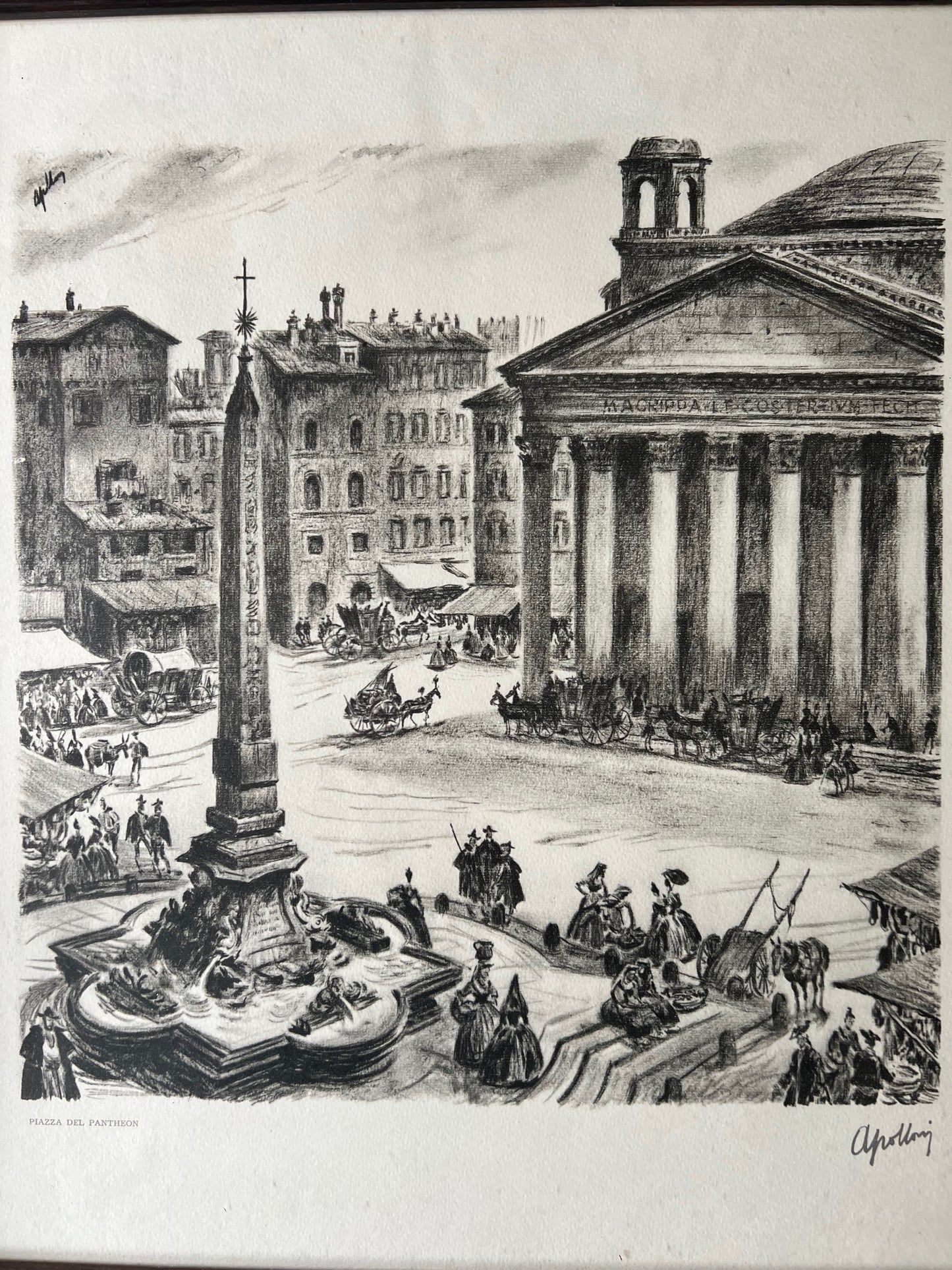 Apolloni Livio (1904 - 1967) 4 Vedute classiche di Roma con cornici cm 50 x 43