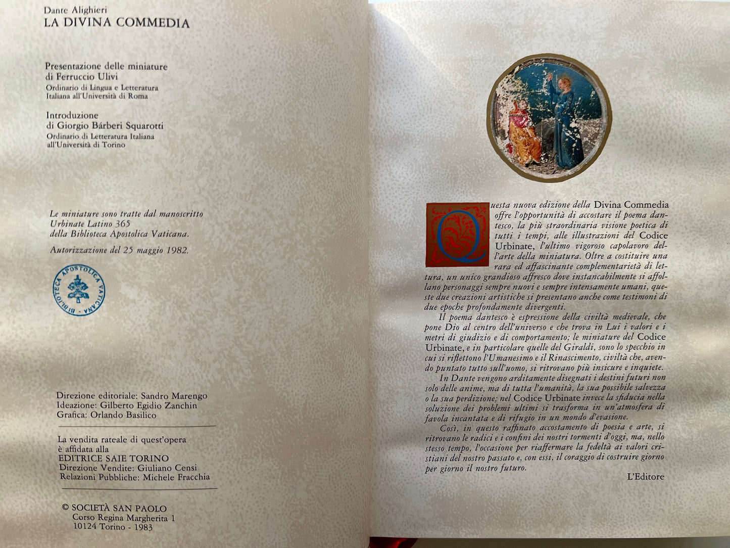 La Divina Commedia di Dante Alighieri – Edizioni Paoline (1982) – Riproduzione dal Manoscritto Urbinate Latino 365
