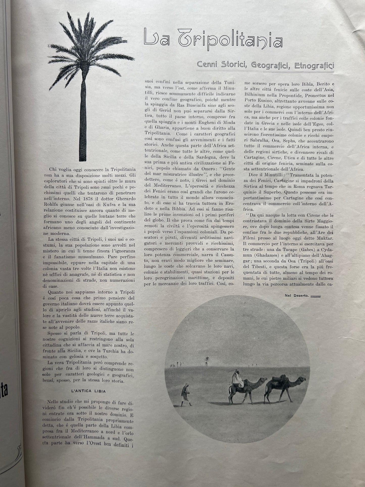 1912 Guerra di Libia - Rivista storica "La Tripolitania" Ilustrato - Documento originale raro con 1 carta sciolta