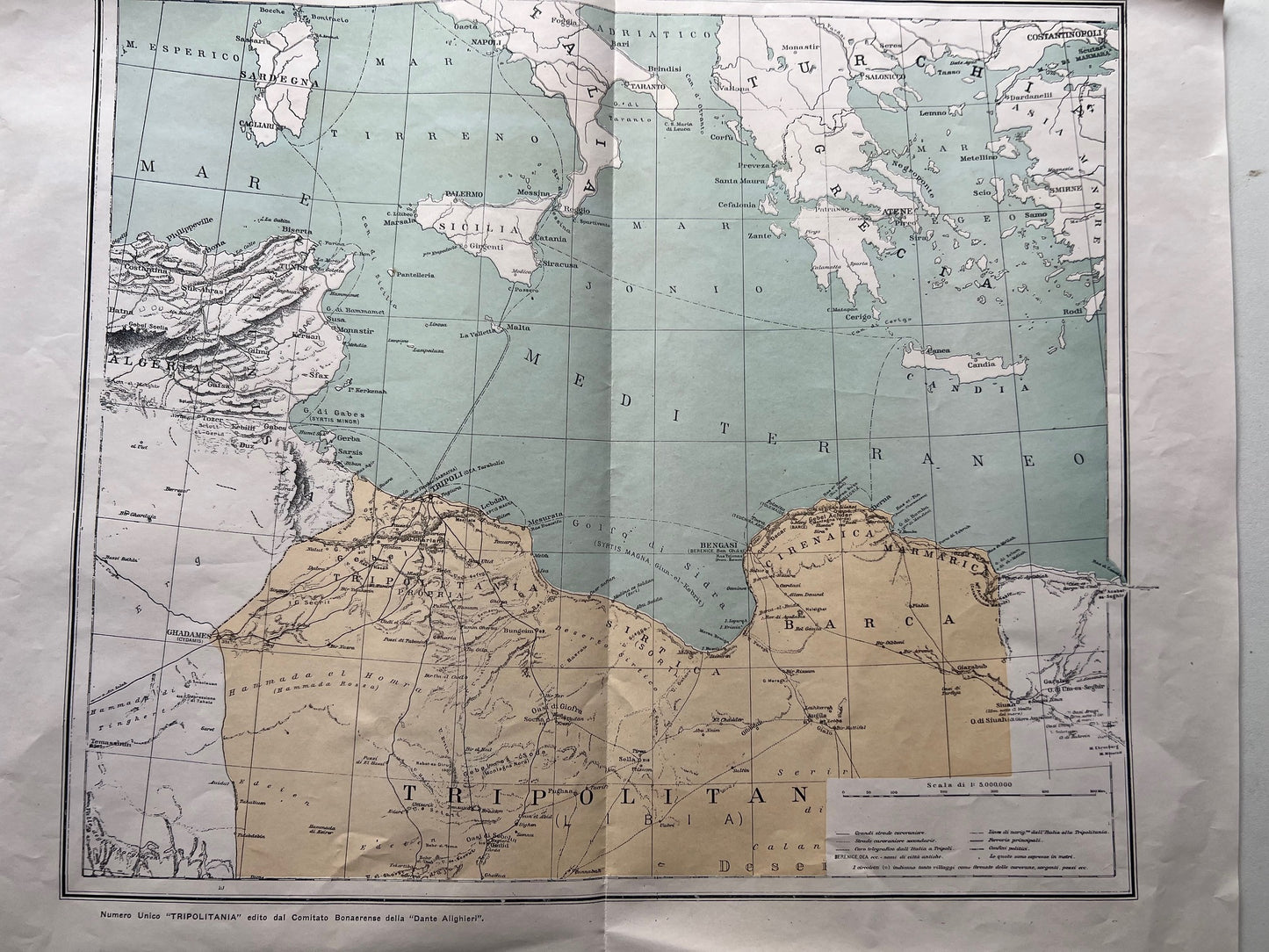1912 Guerra di Libia - Rivista storica "La Tripolitania" Ilustrato - Documento originale raro con 1 carta sciolta