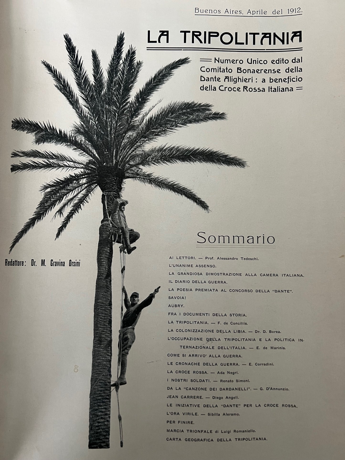 1912 Guerra di Libia - Rivista storica "La Tripolitania" Ilustrato - Documento originale raro con 1 carta sciolta