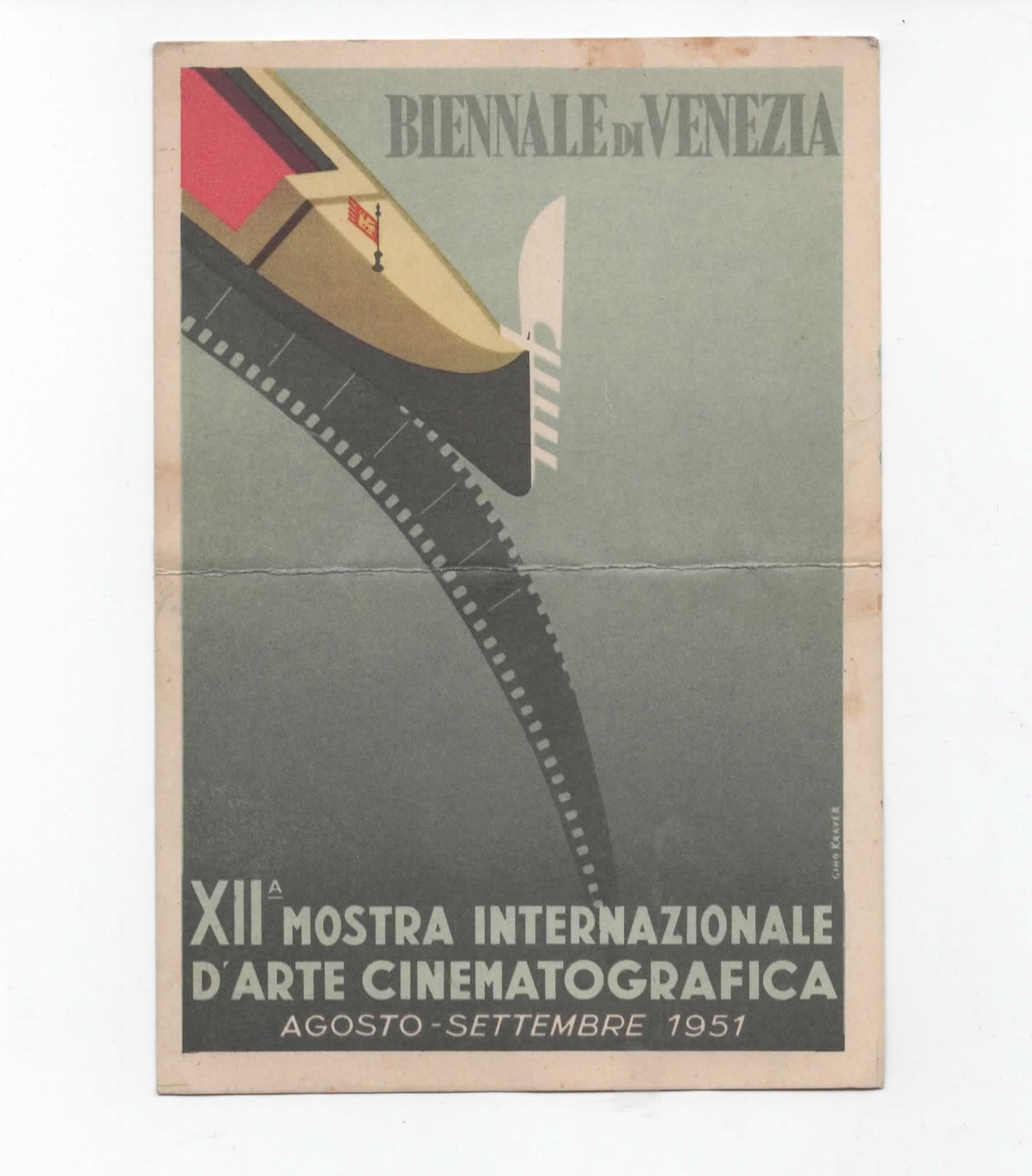 VENEZIA 1951 - Mostra Cinema (Krayer) - Autografo EDOARDO MASSARONI al Maestro Ricciardi