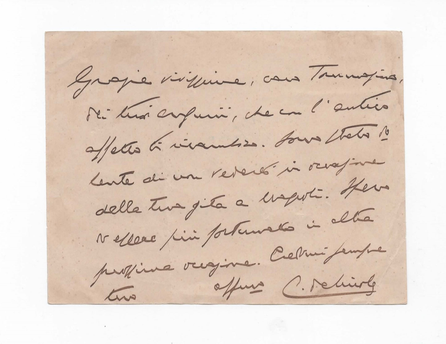 Enrico De Nicola - Rarità Storica: Lettera Autografa di Enrico De Nicola (1° Presidente della Repubblica) a Tommaso Sarnelli