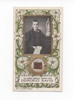 Raro Santino con Reliquia "Ex Capsa Sepulc." di San Domenico Savio – Litografia Doyen, Torino – Primi '900