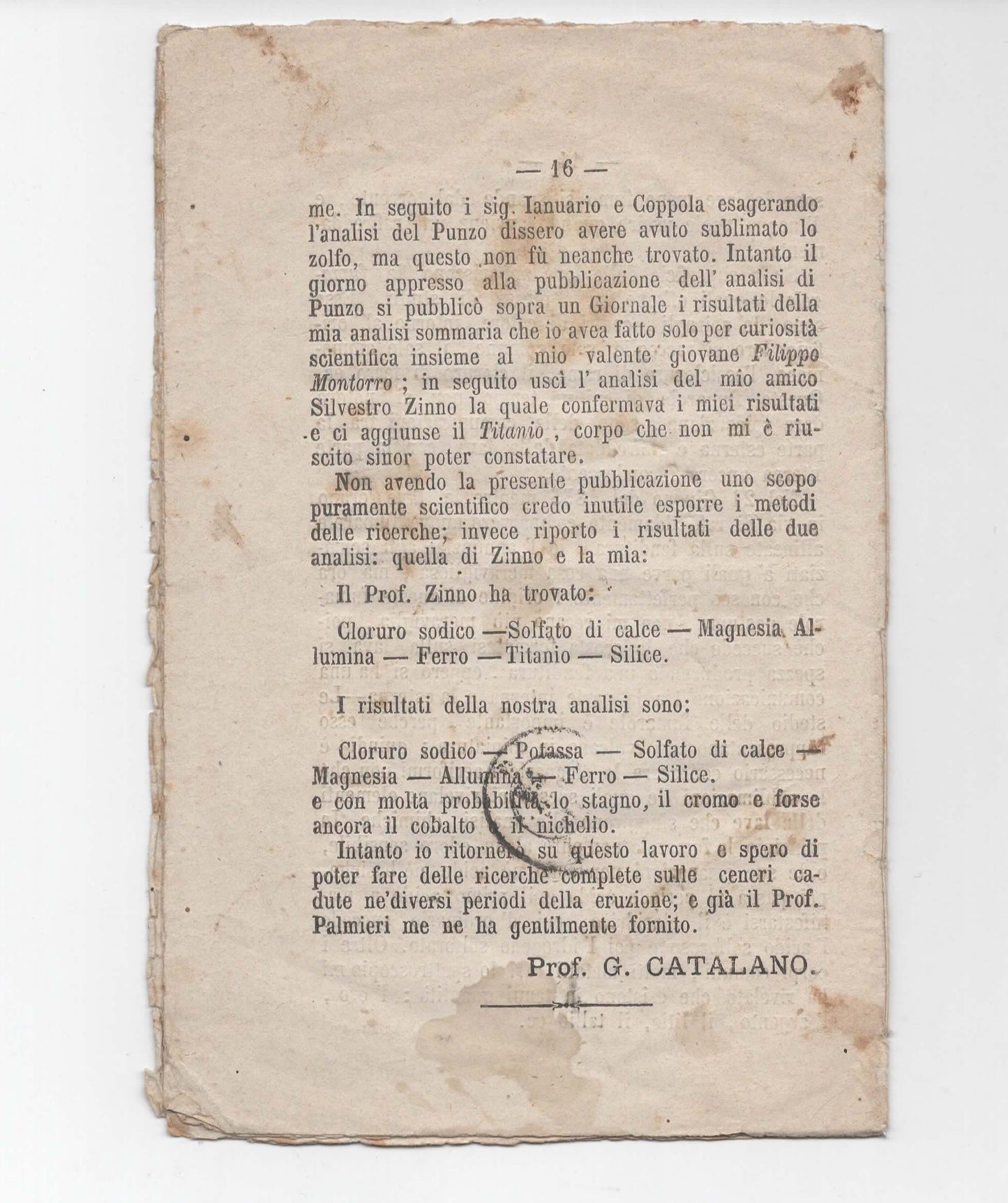 RARITÀ VULCANOLOGICA E POSTALE (1872) – Opuscolo "L'Incendio Vesuviano" di Luigi Palmieri – Spedito da Napoli (13 Maggio 1872) – Affrancatura "De La Rue" 1 centesimo.