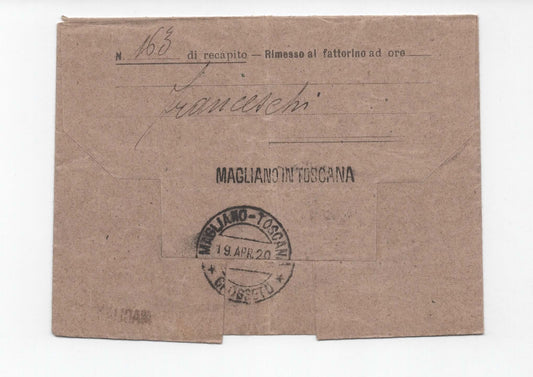 Telegramma Storico 1920 - Annullo Magliano in Toscana - Riferimento ad Alessandro Pavolini