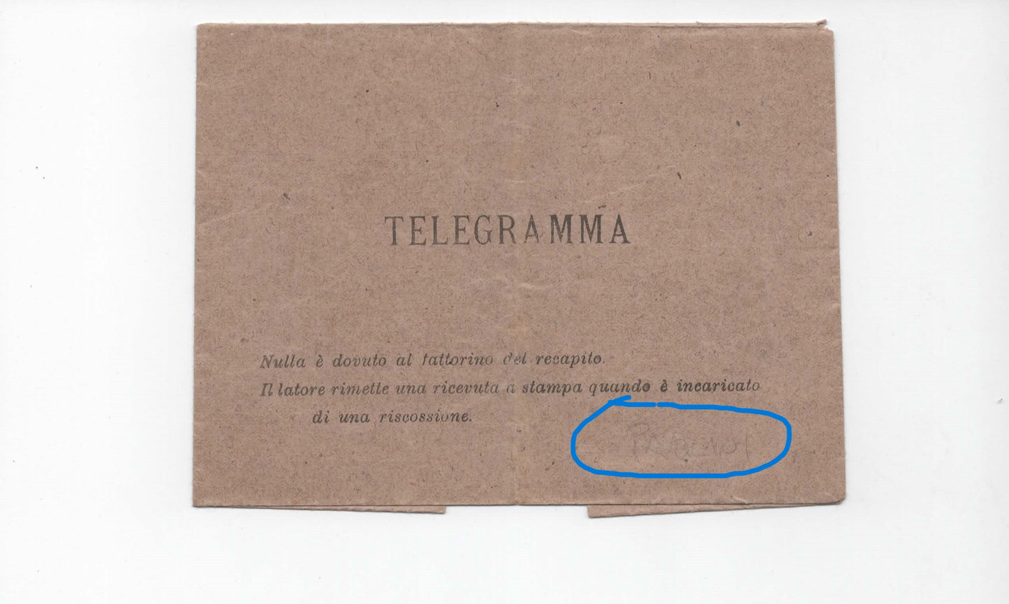 Telegramma Storico 1920 - Annullo Magliano in Toscana - Riferimento ad Alessandro Pavolini