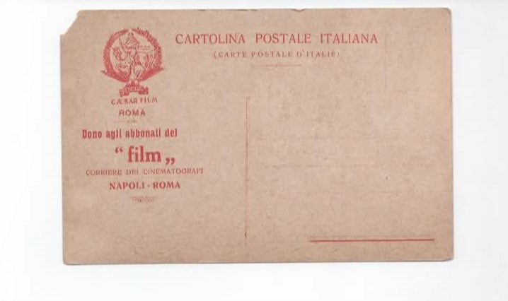 Rara Cartolina Promozionale – Gustavo Serena – Caesar Film Roma – Cinema Muto