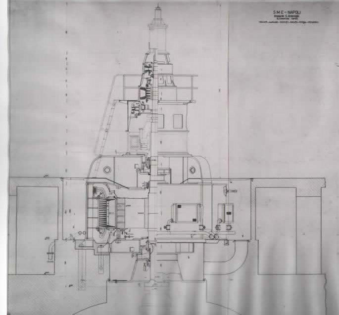 Negativo fotografico industriale su acetato – alternatore trifase – SME Napoli – anni ’50 Impianto S. Ambrogio