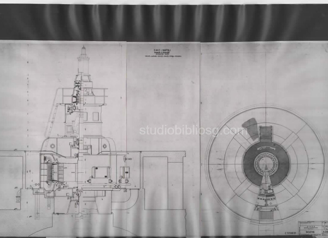 Negativo fotografico industriale su acetato – alternatore trifase – SME Napoli – anni ’50 Impianto S. Ambrogio