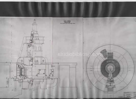 Negativo fotografico industriale su acetato – alternatore trifase – SME Napoli – anni ’50 Impianto S. Ambrogio