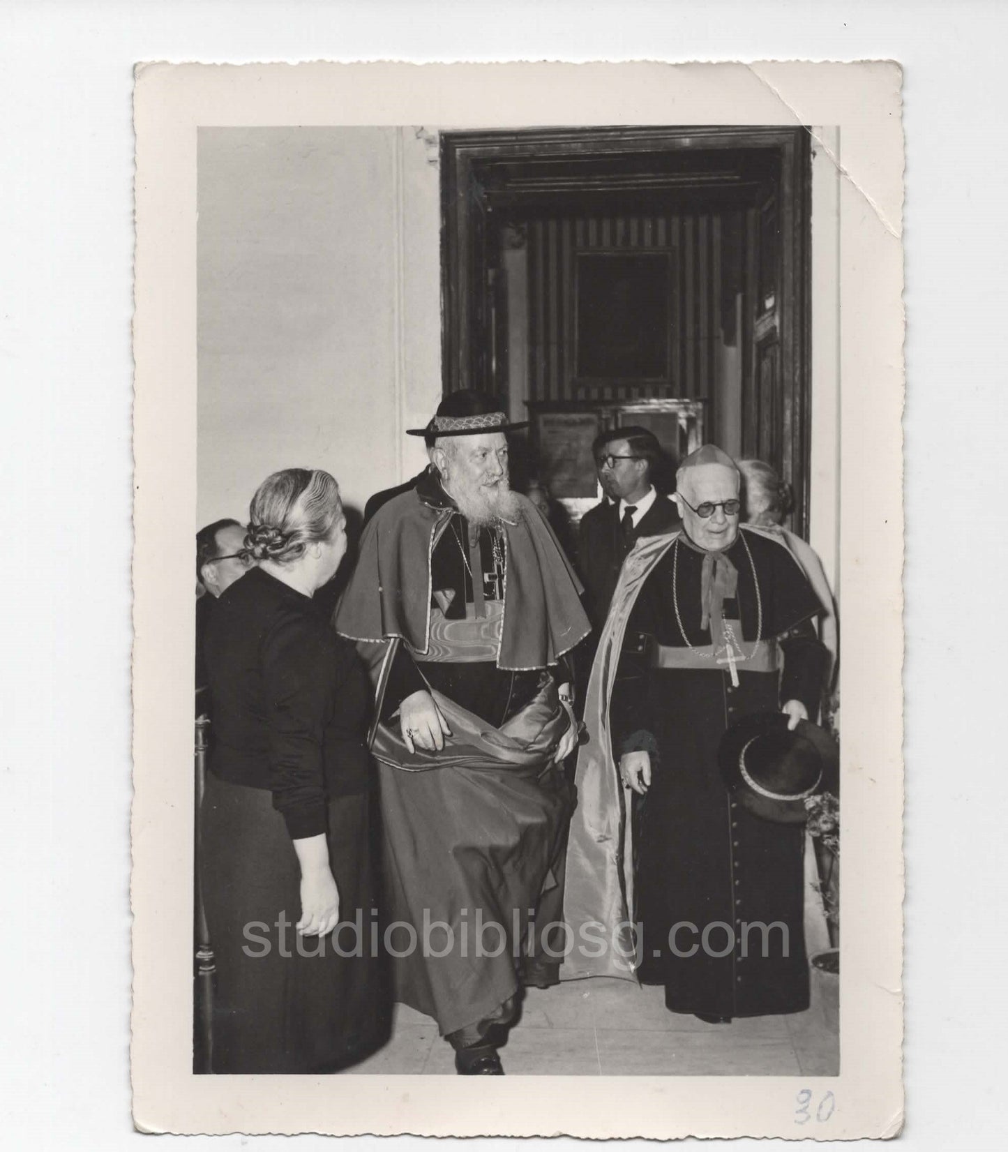 CASERTA 1953 - Cardinale TISSERANT e Vescovo MANGINO - Primo Piano - Foto Originale