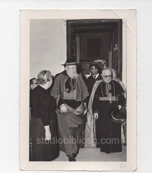 CASERTA 1953 - Cardinale TISSERANT e Vescovo MANGINO - Primo Piano - Foto Originale